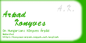 arpad konyves business card