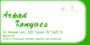 arpad konyves business card